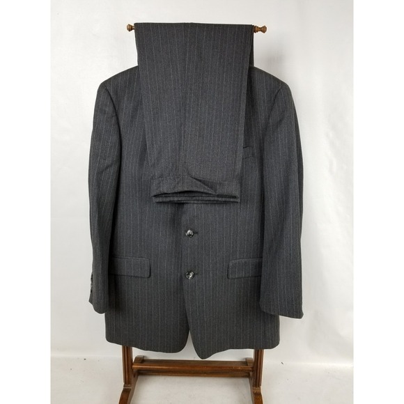Austin Reed Size 40R Mens Gray Stirpes Suit Pants Waist 34X28 Has Extra Material